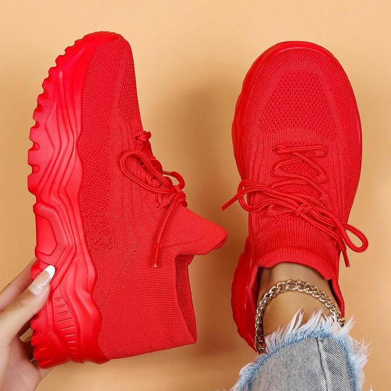 Women’s Plus-Size Flyknit Slip-On Sneakers – Breathable Sock Shoes