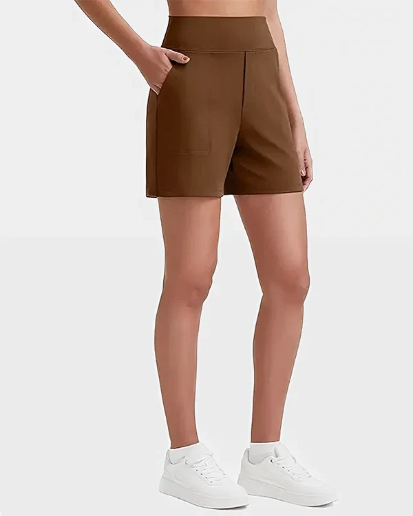 Women's High-Waisted Athletic Bermuda Shorts with Pockets – Running, Yoga, Summer Casual Activewear