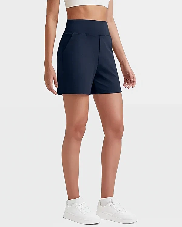 Women's High-Waisted Athletic Bermuda Shorts with Pockets – Running, Yoga, Summer Casual Activewear