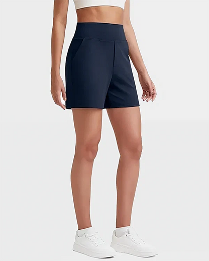 Women's High-Waisted Athletic Bermuda Shorts with Pockets – Running, Yoga, Summer Casual Activewear