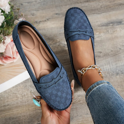 🔥Hot-selling plus-size women's stitched smiley loafers