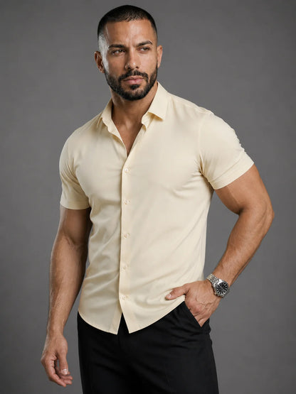 Short Sleeve Muscle Dress Shirt - Stretch Fit