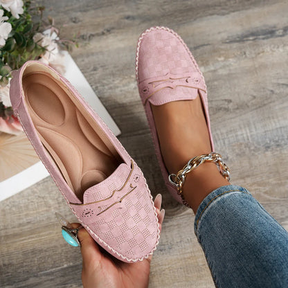 🔥Hot-selling plus-size women's stitched smiley loafers