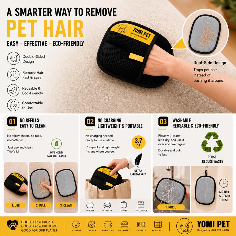 Pet Hair Remover Glove for Cats & Dogs, Reusable Electrostatic Lint Remover Mitt for Furniture