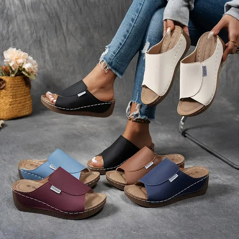 Comfortable Arch Support Slides - Women's Solid Color Sandals