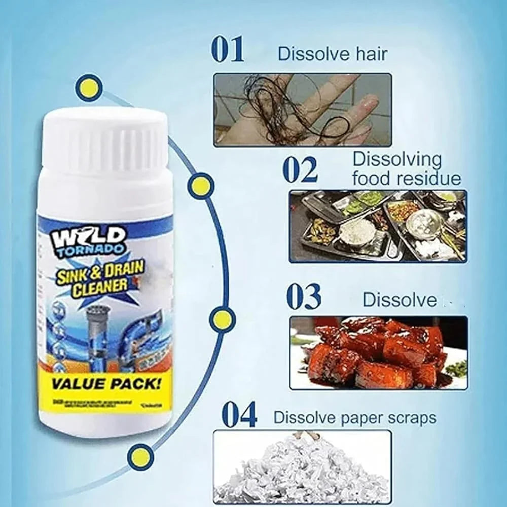 Set of 4 (400g) – Powerful cleaning powder for sinks and drains