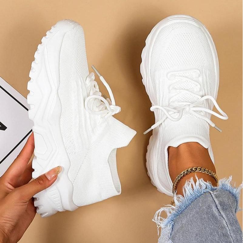 Women’s Plus-Size Flyknit Slip-On Sneakers – Breathable Sock Shoes