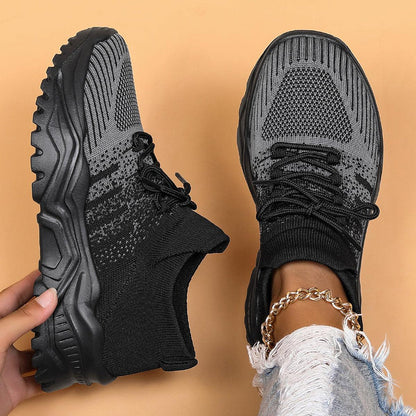 Women’s Plus-Size Flyknit Slip-On Sneakers – Breathable Sock Shoes