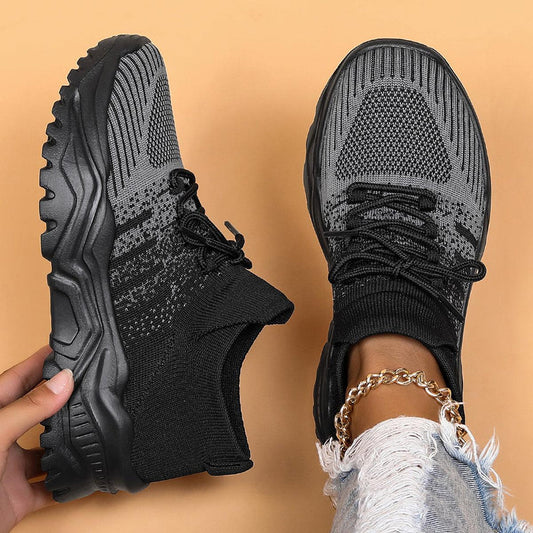 Women’s Plus-Size Flyknit Slip-On Sneakers – Breathable Sock Shoes