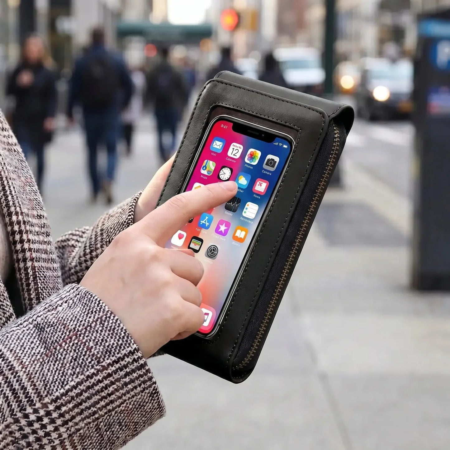 Vegan Compact Touchscreen Crossbody Bag