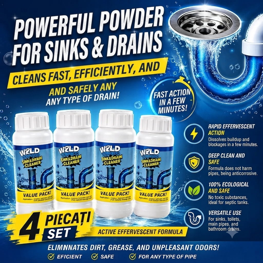 Set of 4 (400g) – Powerful cleaning powder for sinks and drains