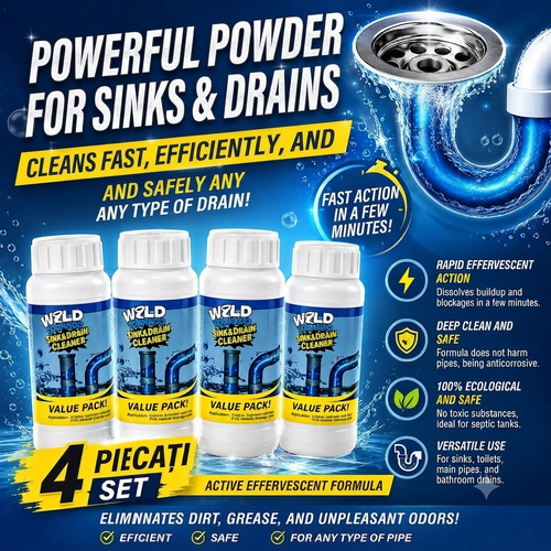 Set of 4 (400g) – Powerful cleaning powder for sinks and drains