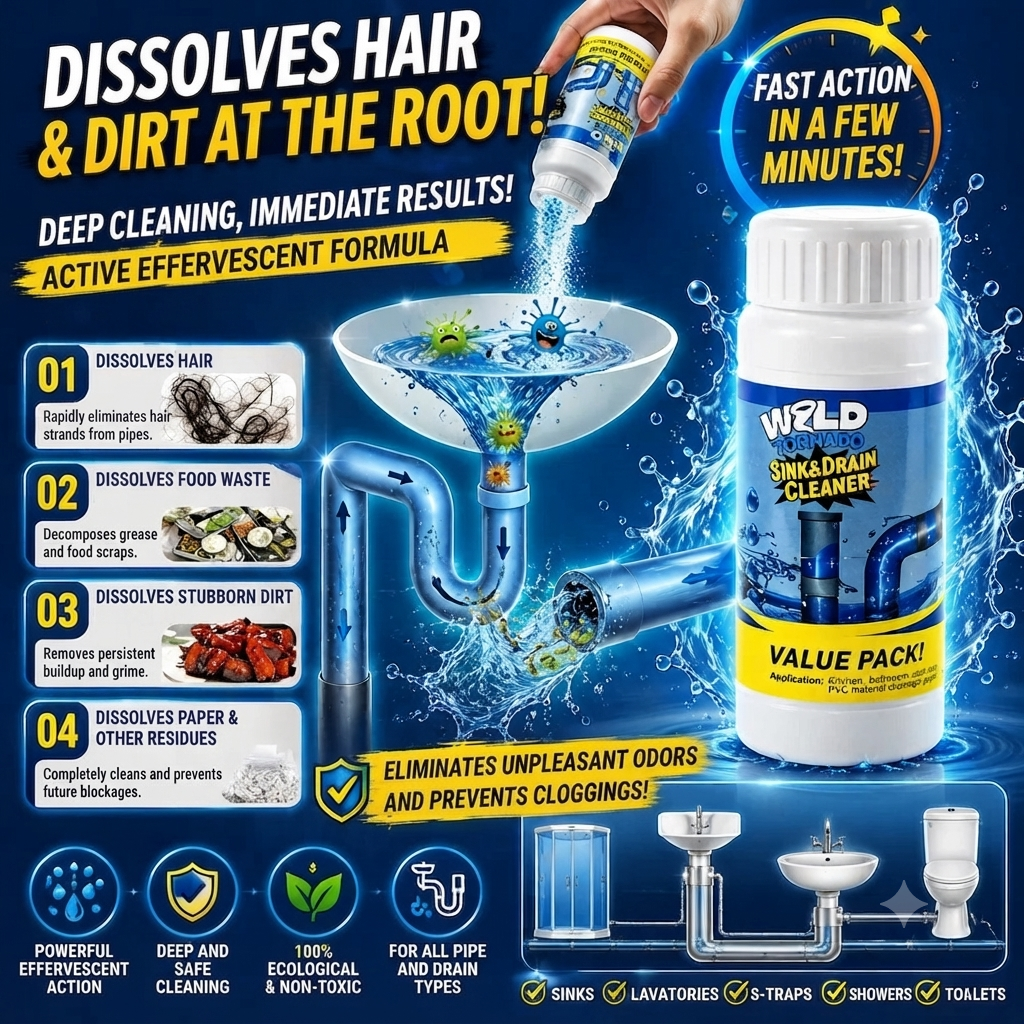 Set of 4 (400g) – Powerful cleaning powder for sinks and drains