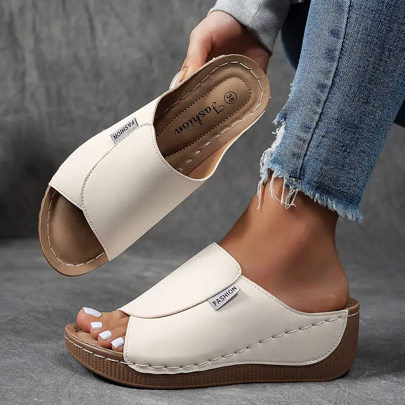 Comfortable Arch Support Slides - Women's Solid Color Sandals