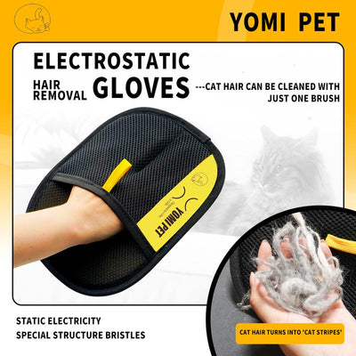 Pet Hair Remover Glove for Cats & Dogs, Reusable Electrostatic Lint Remover Mitt for Furniture