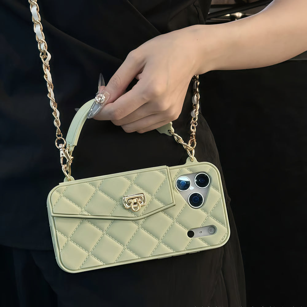 Luxe Quilted Vegan Silicone Case with Card Holder