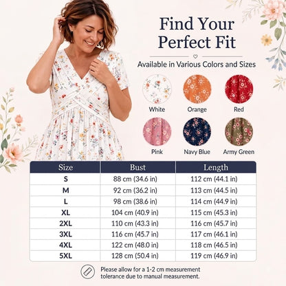 Floral V-Neck Twist-Waist Dress — Elegant Yet Easygoing for Any Occasion