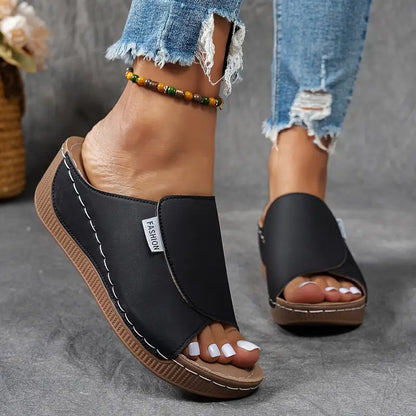 Comfortable Arch Support Slides - Women's Solid Color Sandals