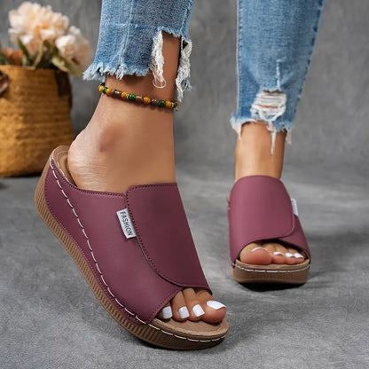 Comfortable Arch Support Slides - Women's Solid Color Sandals