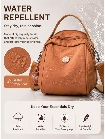 Women's Small Nylon Crossbody Purse, Water-Resistant Mini Shoulder Bag with Removable Strap,