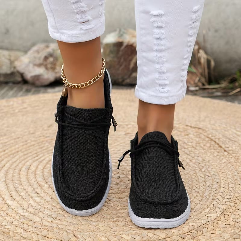 Women's Solid Color Comfort Loafers, Soft Sole Lightweight Flat Walking Shoes