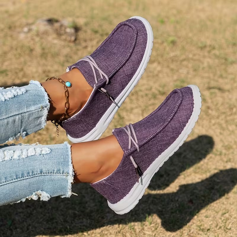 Women's Solid Color Comfort Loafers, Soft Sole Lightweight Flat Walking Shoes