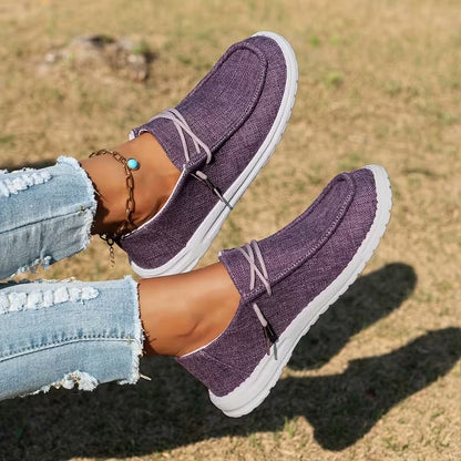 Women's Solid Color Comfort Loafers, Soft Sole Lightweight Flat Walking Shoes