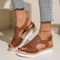 Women's Comfortable Wedge Platform Sandals – Breathable Cut-Out Ankle Strap Espadrille Slides