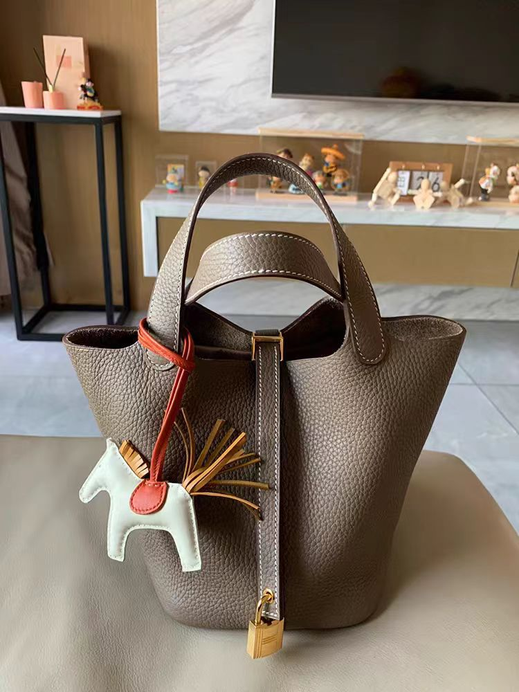 📢📢50% OFF !! ⏰Women's Genuine Pebbled Leather Bucket Bag, Top Handle Tote Handbag with Lock
