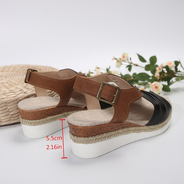 Women's Comfortable Wedge Platform Sandals – Breathable Cut-Out Ankle Strap Espadrille Slides