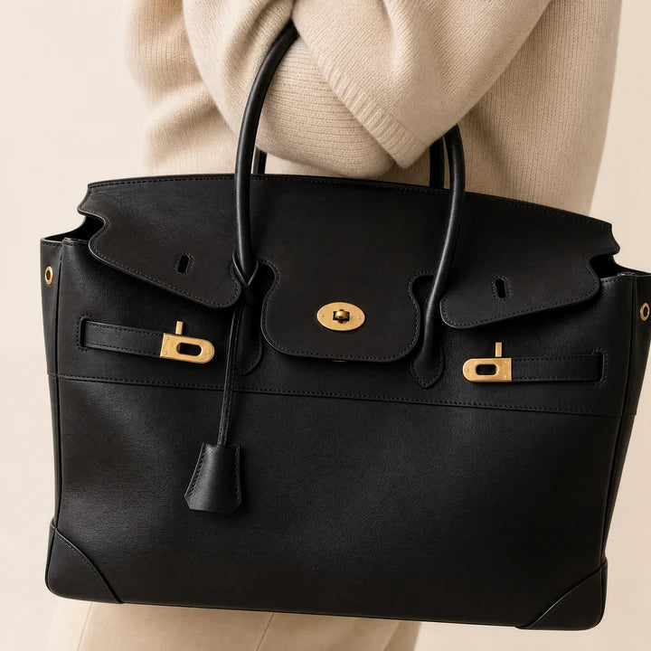 Structured Canvas Weekender with Leather Trim