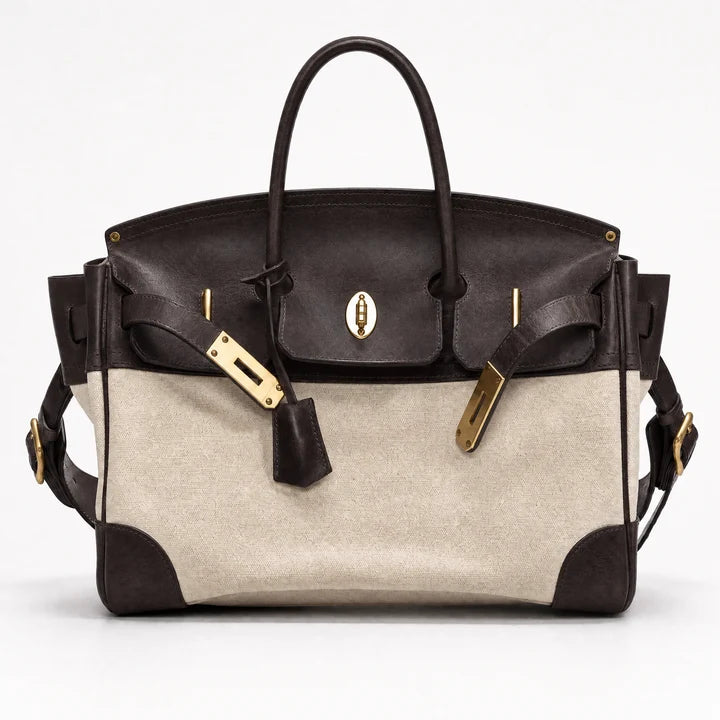 Structured Canvas Weekender with Leather Trim